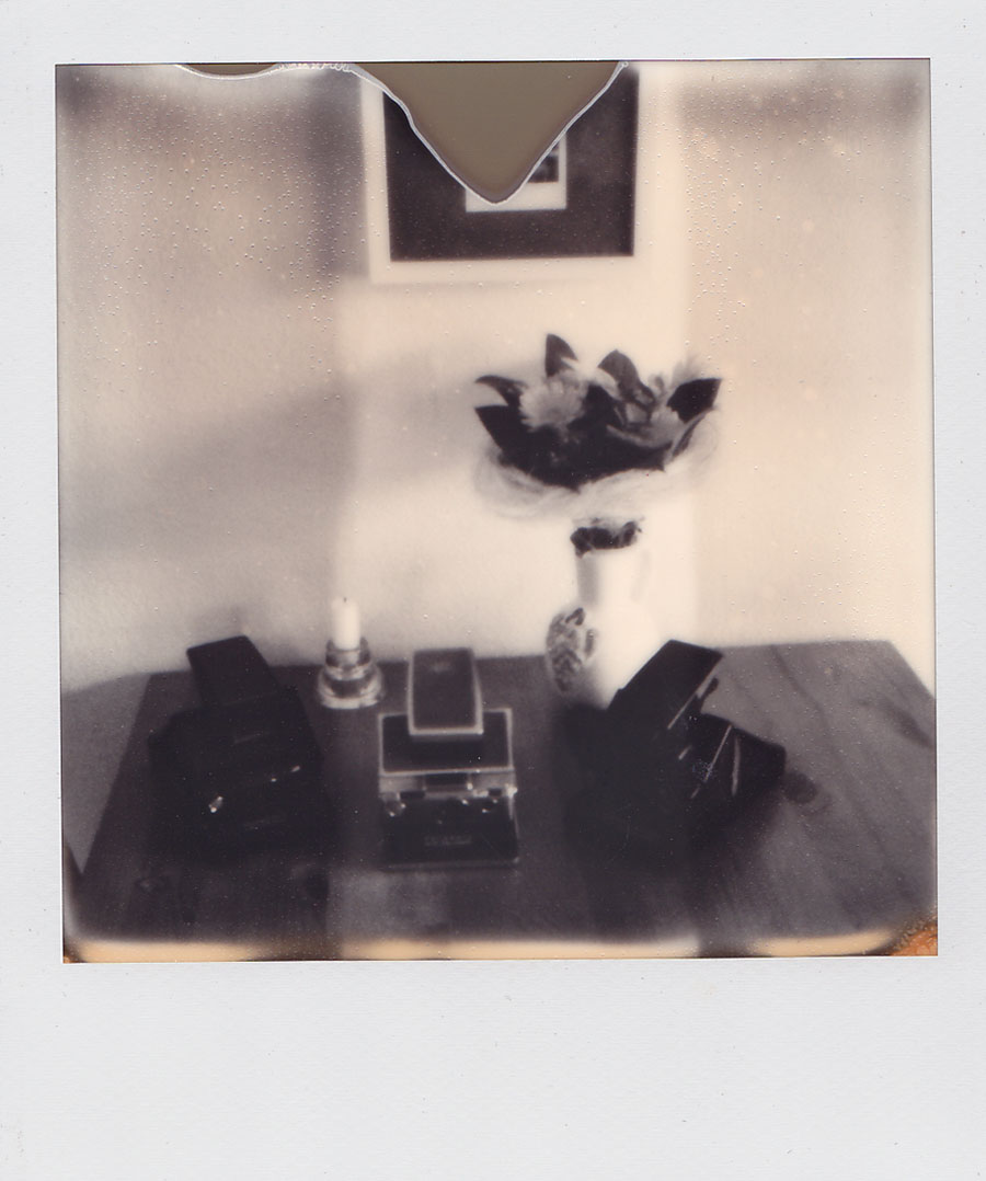 Polaroidfoto Tisch mit Kameras SW